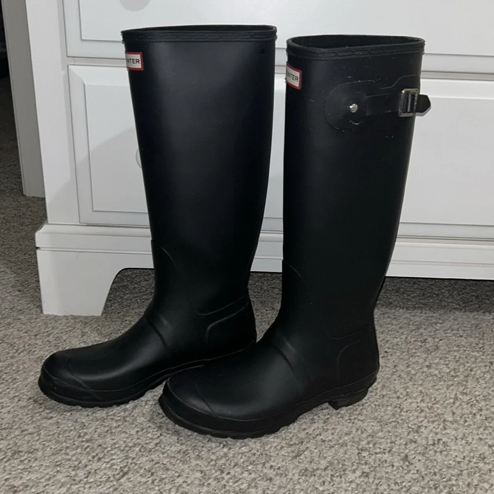 Hunter Original Wellington Tall Rain Boots Matte Black - Picture 2 of 6